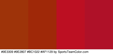 #9E3309 #9E2807 #BC1022 #AF1129 Colors