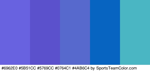 #6962E0 #5B51CC #5769CC #0764C1 #4AB6C4 Colors