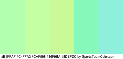 #B1FFAF #C4FFA3 #CAF998 #86F9BA #8DEFDC Colors