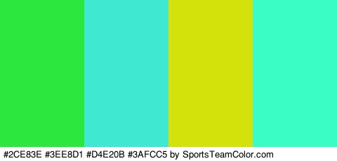 #2CE83E #3EE8D1 #D4E20B #3AFCC5 Colors