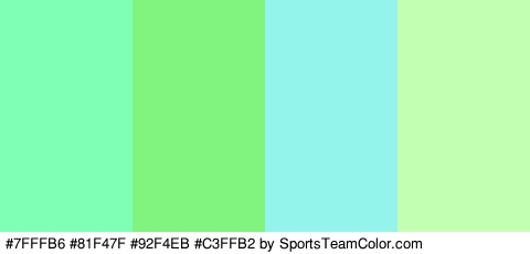 #7FFFB6 #81F47F #92F4EB #C3FFB2 Colors