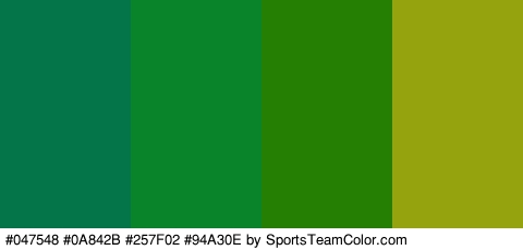 #047548 #0A842B #257F02 #94A30E Colors