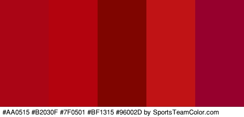 #AA0515 #B2030F #7F0501 #BF1315 #96002D Colors