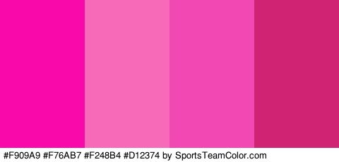 #F909A9 #F76AB7 #F248B4 #D12374 Colors