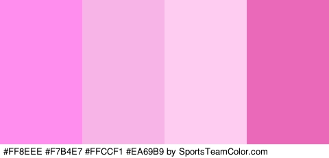 #FF8EEE #F7B4E7 #FFCCF1 #EA69B9 Colors