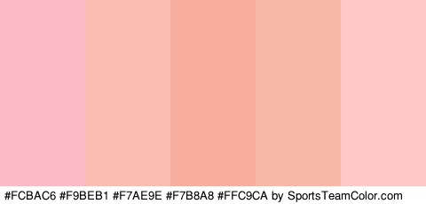 #FCBAC6 #F9BEB1 #F7AE9E #F7B8A8 #FFC9CA Colors