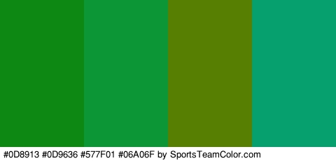 #0D8913 #0D9636 #577F01 #06A06F Colors