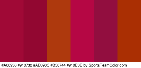 #A00936 #910732 #AD390C #B50744 #910E3E #AA3003 Colors