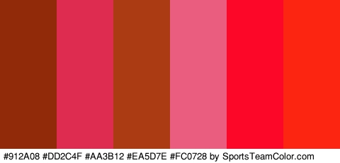 #912A08 #DD2C4F #AA3B12 #EA5D7E #FC0728 #FC2511 Colors