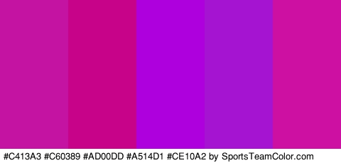 #C413A3 #C60389 #AD00DD #A514D1 #CE10A2 Colors