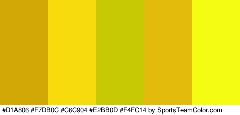 #D1A806 #F7DB0C #C6C904 #E2BB0D #F4FC14 Colors