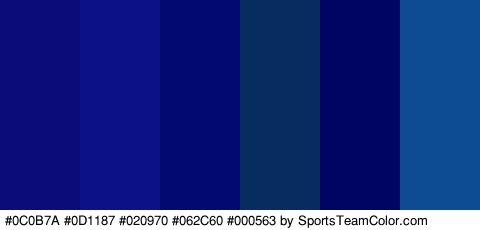 #0C0B7A #0D1187 #020970 #062C60 #000563 #0D4C93 Colors