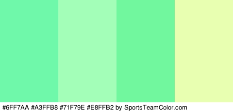 #6FF7AA #A3FFB8 #71F79E #E8FFB2 Colors