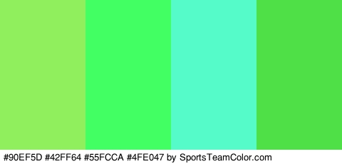 #90EF5D #42FF64 #55FCCA #4FE047 Colors