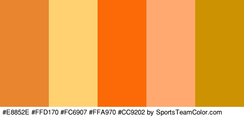 #E8852E #FFD170 #FC6907 #FFA970 #CC9202 Colors