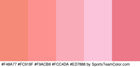 #F48A77 #FC918F #F9ACB8 #FCC4DA #ED7888 Colors