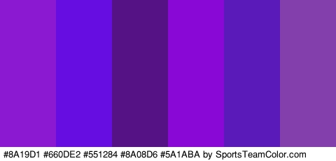 #8A19D1 #660DE2 #551284 #8A08D6 #5A1ABA #8340AD Colors