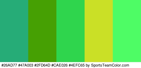 #26AD77 #47A003 #2FD64D #CAE026 #4EFC65 Colors