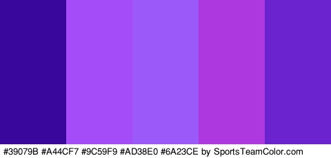 #39079B #A44CF7 #9C59F9 #AD38E0 #6A23CE Colors