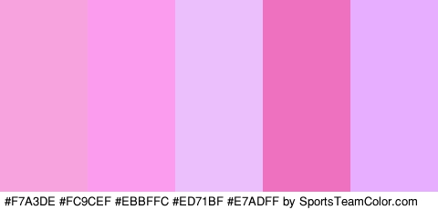 #F7A3DE #FC9CEF #EBBFFC #ED71BF #E7ADFF Colors