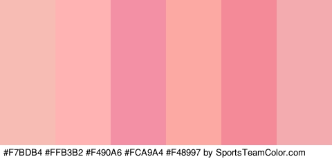 #F7BDB4 #FFB3B2 #F490A6 #FCA9A4 #F48997 #F4ABAF Colors