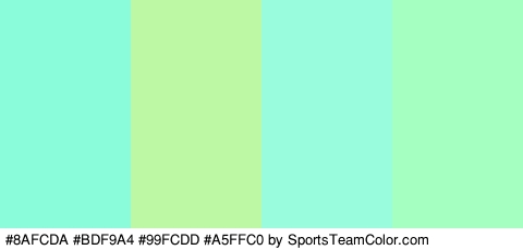 #8AFCDA #BDF9A4 #99FCDD #A5FFC0 Colors