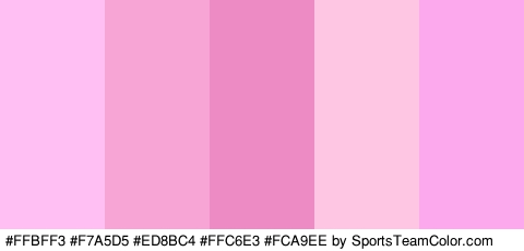 #FFBFF3 #F7A5D5 #ED8BC4 #FFC6E3 #FCA9EE Colors