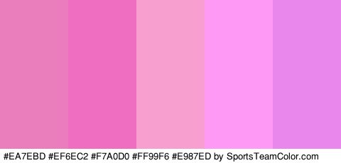 #EA7EBD #EF6EC2 #F7A0D0 #FF99F6 #E987ED Colors