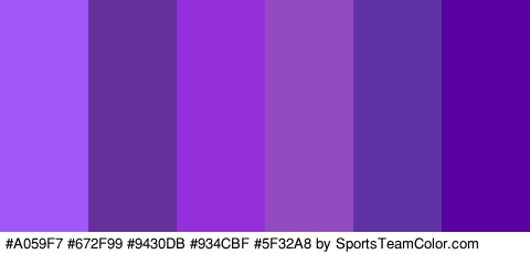 #A059F7 #672F99 #9430DB #934CBF #5F32A8 #5A01A3 Colors