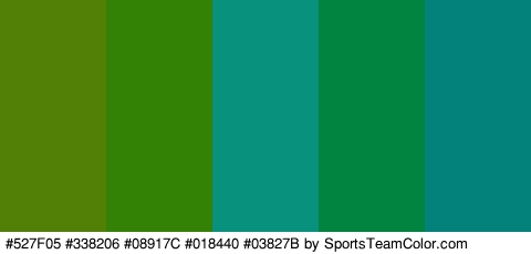 #527F05 #338206 #08917C #018440 #03827B Colors