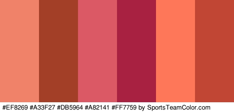 #EF8269 #A33F27 #DB5964 #A82141 #FF7759 #C14734 Colors