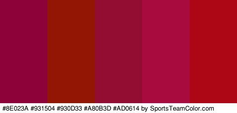 #8E023A #931504 #930D33 #A80B3D #AD0614 Colors