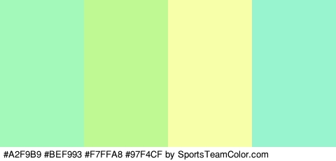 #A2F9B9 #BEF993 #F7FFA8 #97F4CF Colors