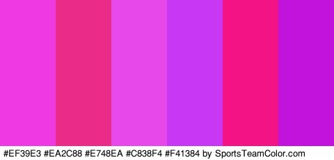 #EF39E3 #EA2C88 #E748EA #C838F4 #F41384 #C213DD Colors