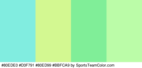 #80EDE0 #D3F791 #80ED99 #BBFCA9 Colors