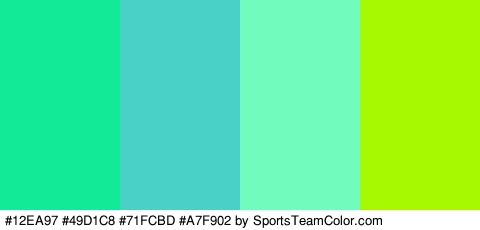 #12EA97 #49D1C8 #71FCBD #A7F902 Colors