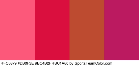 #FC5879 #DB0F3E #BC4B2F #BC1A60 Colors