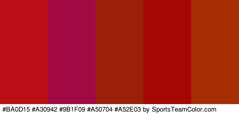 #BA0D15 #A30942 #9B1F09 #A50704 #A52E03 Colors