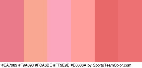 #EA7989 #F9A693 #FCA6BE #FF9E9B #E8686A #ED7173 Colors