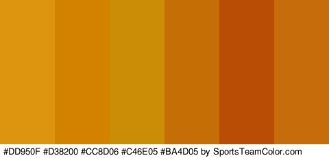 #DD950F #D38200 #CC8D06 #C46E05 #BA4D05 #C66C0B Colors