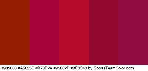 #932000 #A5033C #B70B2A #93082D #8E0C40 Colors