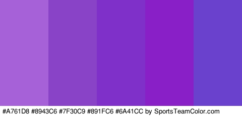 #A761D8 #8943C6 #7F30C9 #891FC6 #6A41CC Colors