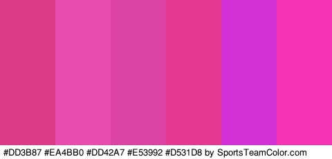 #DD3B87 #EA4BB0 #DD42A7 #E53992 #D531D8 #F733B6 Colors