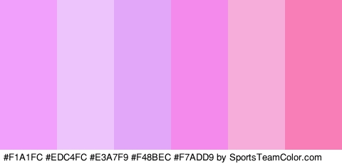 #F1A1FC #EDC4FC #E3A7F9 #F48BEC #F7ADD9 #F77EB6 Colors