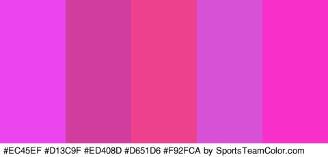 #EC45EF #D13C9F #ED408D #D651D6 #F92FCA Colors