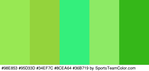 #98E853 #95D33D #34EF7C #8CEA64 #36B719 Colors