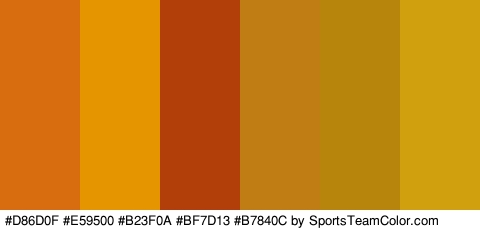 #D86D0F #E59500 #B23F0A #BF7D13 #B7840C #D1A00E Colors