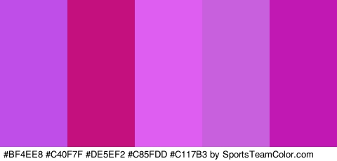 #BF4EE8 #C40F7F #DE5EF2 #C85FDD #C117B3 Colors