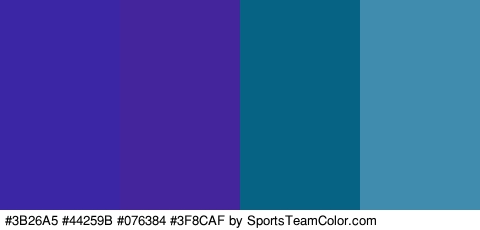 #3B26A5 #44259B #076384 #3F8CAF Colors