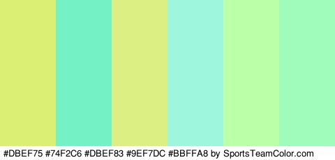 #DBEF75 #74F2C6 #DBEF83 #9EF7DC #BBFFA8 #9FFCBB Colors